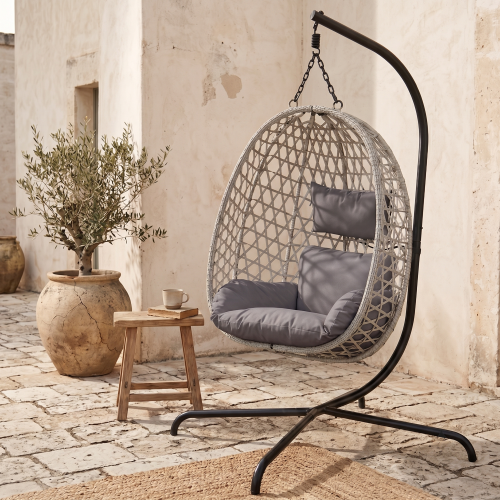 Fotel kokon RATTAN GREY